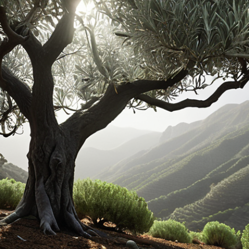Home 21 **
"A lush, misty mountain scene on St. Helena, featuring the St. Helena olive tree (Nesohedyotis arborea) with its silvery leaves shimmering in the sunlight. Focus on the detail of the leaves and the overall green and silver color palette. In the background, suggest the ongoing reforestation efforts. Dramatic lighting."
**