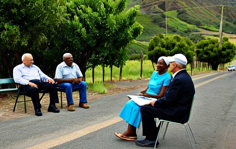 세인트헬레나 정부 구조 - **Prompt:** "A diverse group of Legislativ Council members in session on St. Helena, discussing poli...