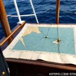 세인트헬레나와 대항해시대 항로 분석 - Photorealistic Age of Sail navigation scene aboard an early 18th-century German merchant ship, a Ger...